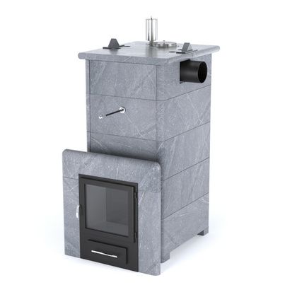 Газовая печь для бани ИзиСтим «Сочи» с боковым подключением в кожухе из талькохлорита в Магнитогорске