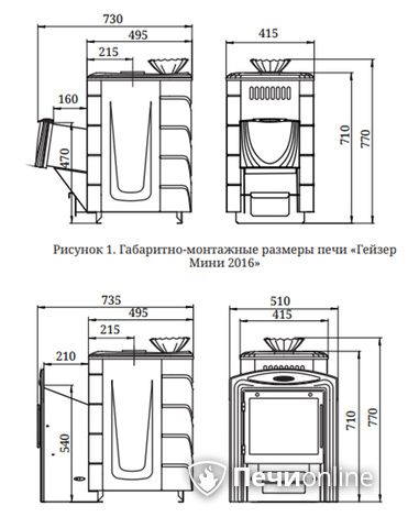 Дровяная банная печь TMF Гейзер Мини 2016 Carbon ДН КТК ЗК антрацит в Магнитогорске