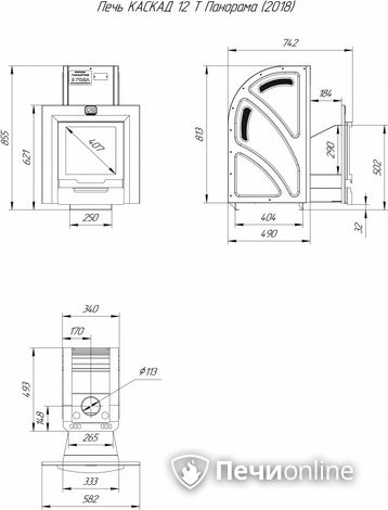 Дровяная банная печь Теплодар Каскад-12 Т Панорама (2018) в Магнитогорске