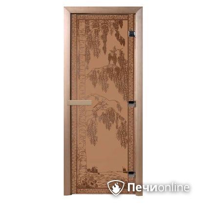 Дверь стеклянная Банный эксперт Березка бронза матовое 8 мм коробка ольха 190/70 в Магнитогорске