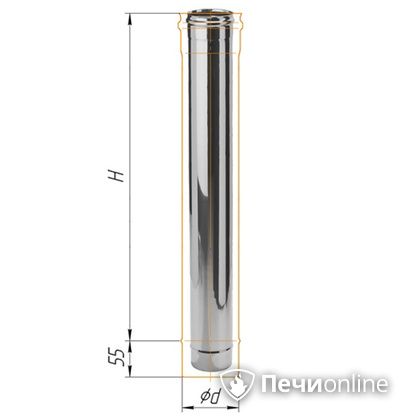 Дымоход Феррум Дымоход нержавейка 08 d-115 L=1м в Магнитогорске