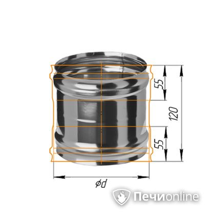 Дымоход Феррум Адаптер ММ для печи нержавеющий 08 d-120 в Магнитогорске
