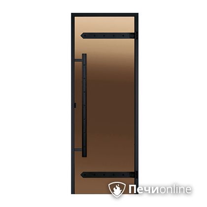 Дверь для бани Harvia Стеклянная дверь для сауны LEGEND 7/19 черная коробка сосна бронза  D71901МL в Магнитогорске