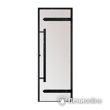 Дверь для бани Harvia Стеклянная дверь для сауны LEGEND 7/19 черная коробка сосна сатин D71905МL в Магнитогорске